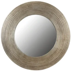 Miroir rond mordoré d90 verre or - chic