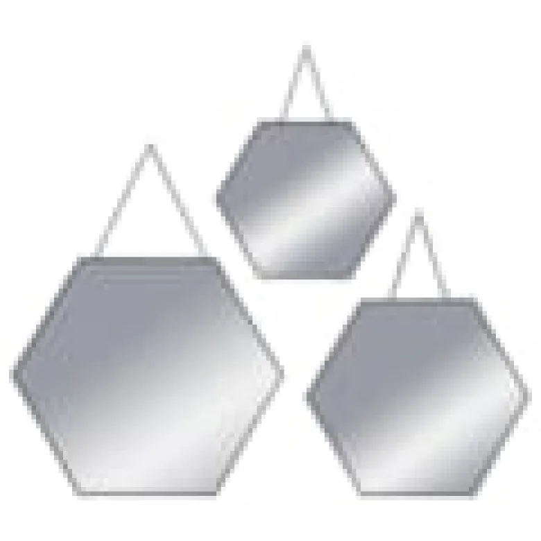 Miroirs hexagonaux suspendus noir lot 3