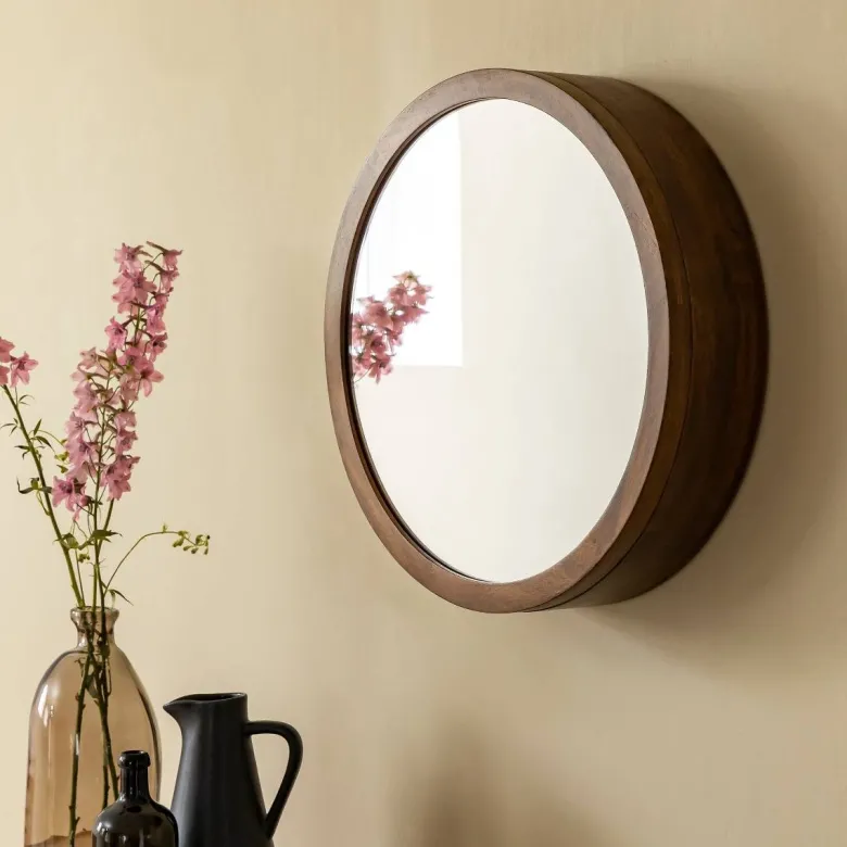 Miroir étagères manguier foncé