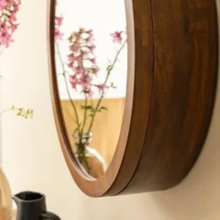 Miroir étagères manguier foncé