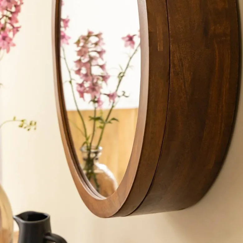 Miroir étagères manguier foncé