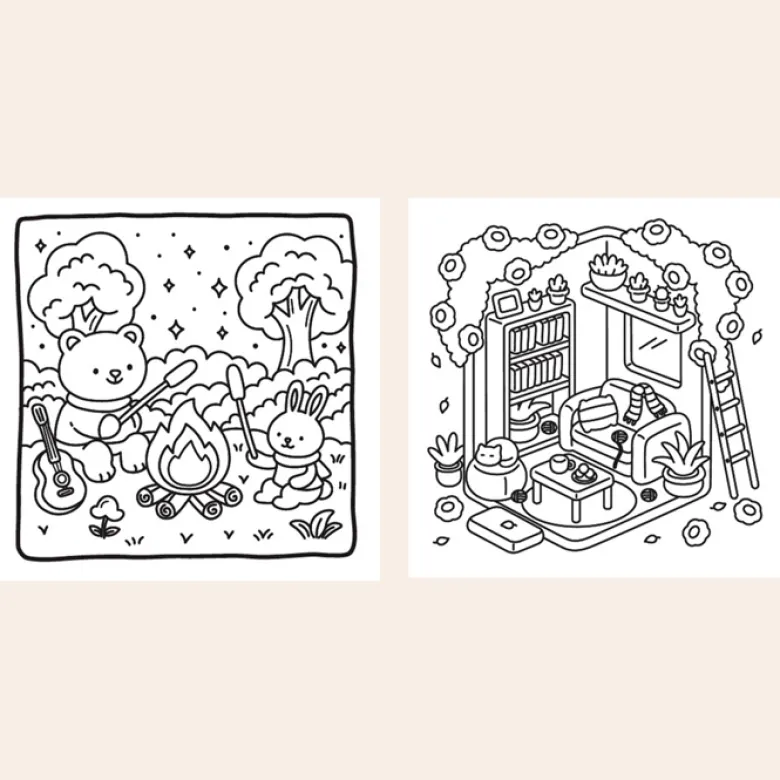 Mon petit kit cosy coloriage 30 moments mignons à colorier