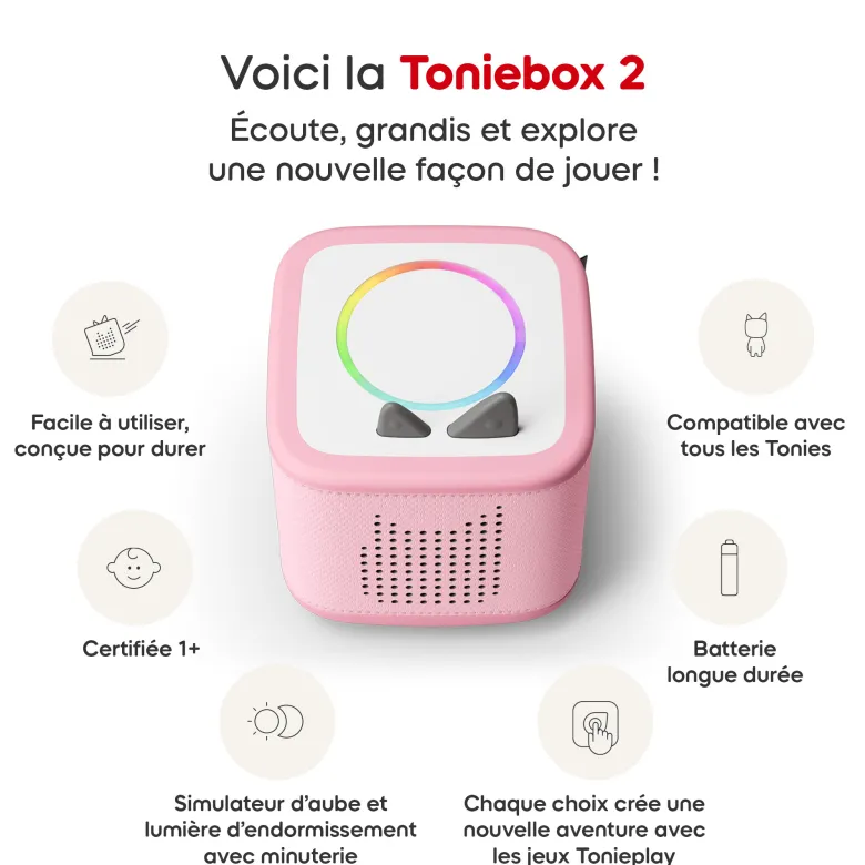 Mon premier coffret toniebox 2 - boite à histoires - rose fleur