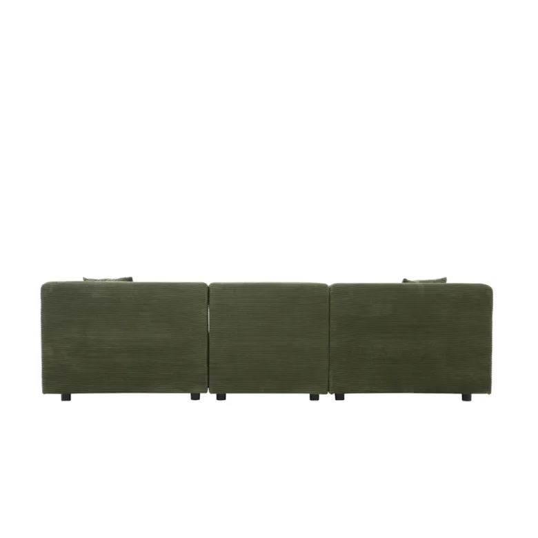 Monroe canapé 3 places + 1 pouf en velours côtelé vert