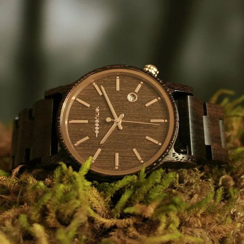 Montre bois homme ébène elegant