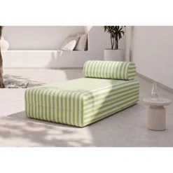 Méridienne modulable - tissu extérieur à rayures Vert anis et Blanc