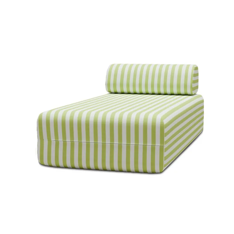 Méridienne modulable - tissu extérieur à rayures Vert anis et Blanc