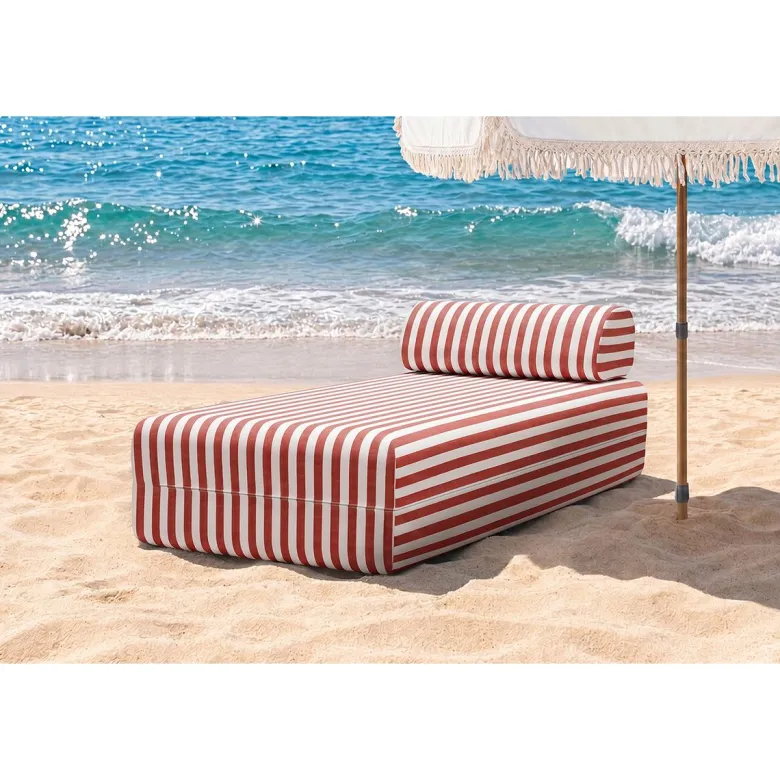 Méridienne modulable - tissu extérieur à rayures Rouge