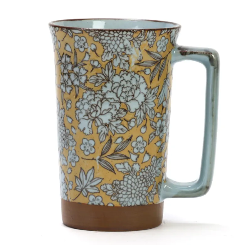 Mug fleuri en céramique Beige