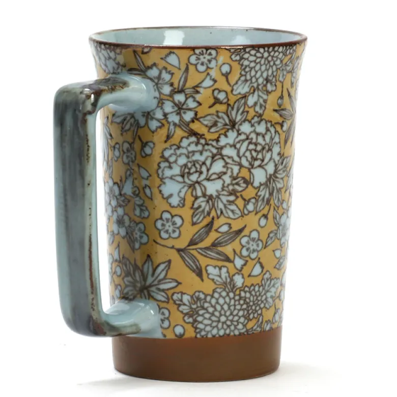 Mug fleuri en céramique Beige