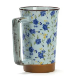 Mug fleuri en céramique Bleu