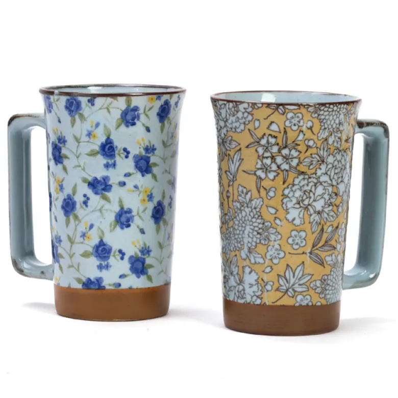 Mug fleuri en céramique Bleu