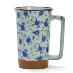 Mug fleuri en céramique Bleu