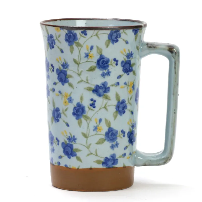 Mug fleuri en céramique Bleu