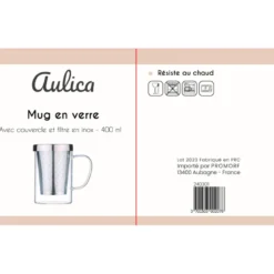 Mug 400ml avec couvercle et filtre en inox