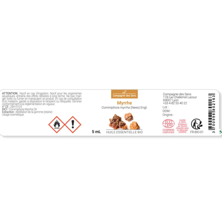 Myrrhe (commiphora myrrha) - huile essentielle bio - 10ml garantie chromacert®