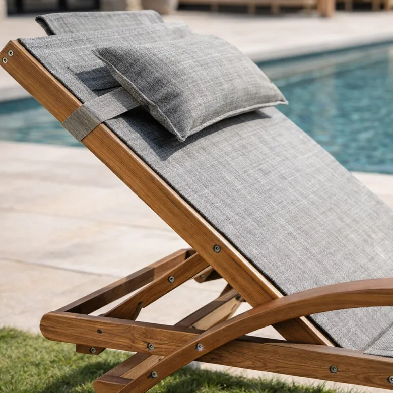 Naari transat en bois et toile pvc gris olive