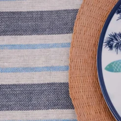 Nappe picnic rayures bleu blanc 140x140