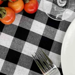 Nappe pique-nique carreau noir 280x140cm