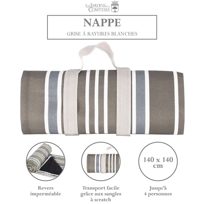 Nappe pique-nique grise 140x140cm