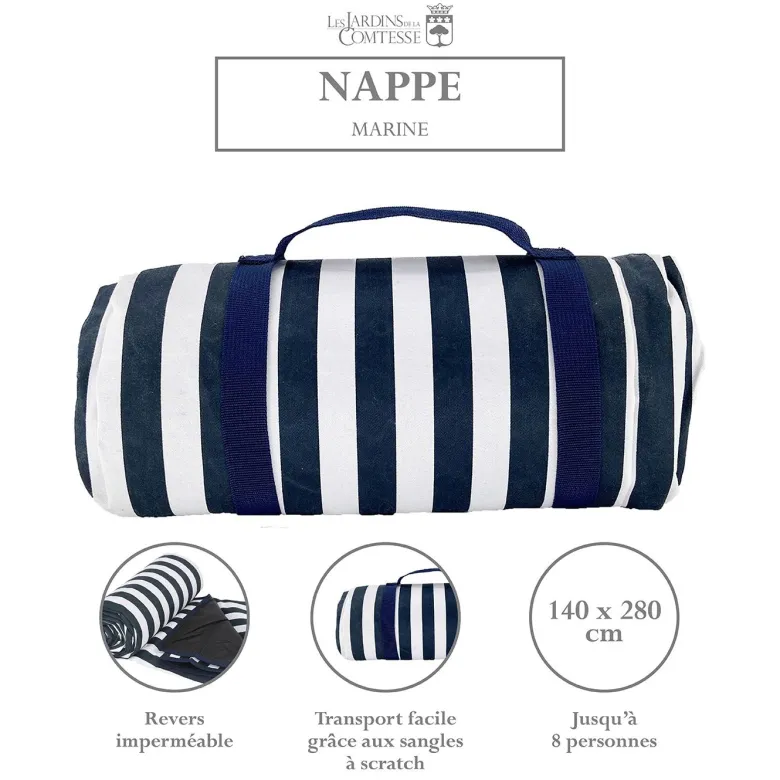 Nappe pique-nique marine 280x140 cm
