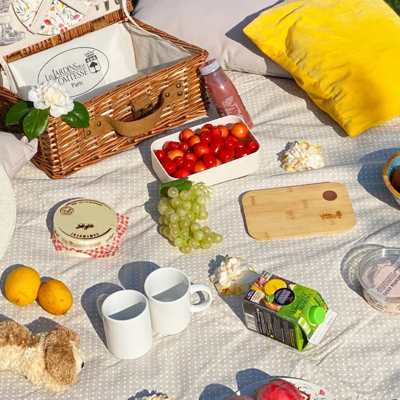 Nappe pique-nique à pois blancs