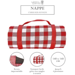 Nappe pique-nique - rouge (140x145cm)