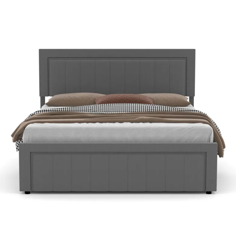 Nashville lit coffre 160x200cm en velours gris