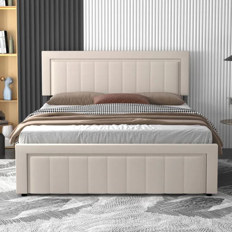 Nashville lit coffre 160x200cm en velours beige