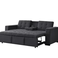 Noho canapé convertible 3 places en tissu gris foncé