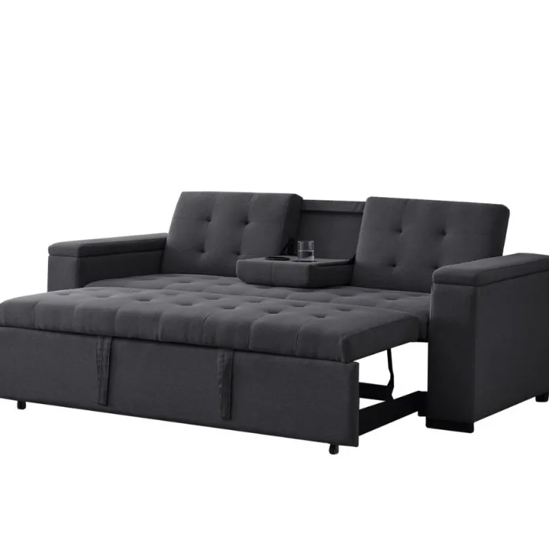 Noho canapé convertible 3 places en tissu gris foncé
