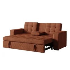 Noho canapé 3 places convertibles terracotta velours côtelé