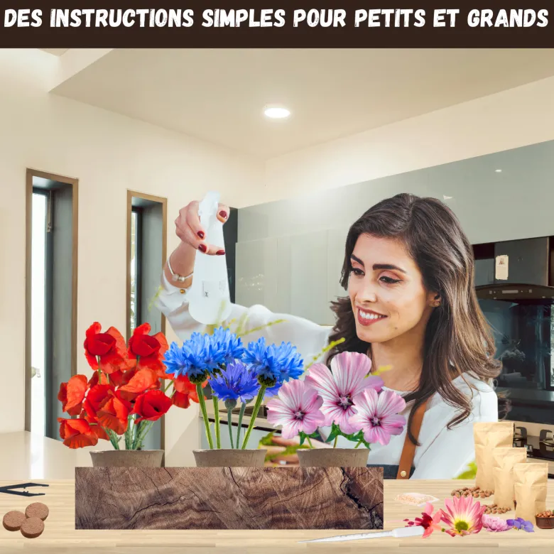 Nopalia® kit fleurs comestibles – graines bio coquelicot, mauve, bleuet