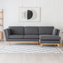 Norden canapé d'angle réversible 4 places en tissu gris foncé