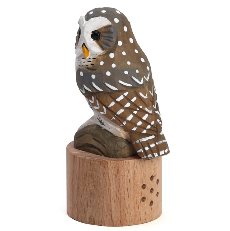 Oiseau détecteur de mouvement en bois Chouette