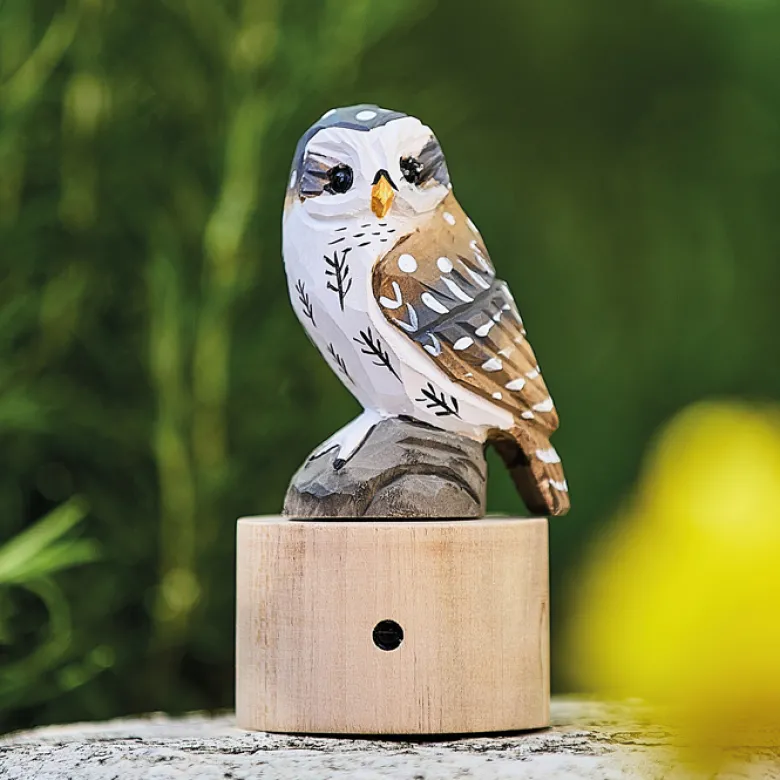 Oiseau détecteur de mouvement en bois Chouette