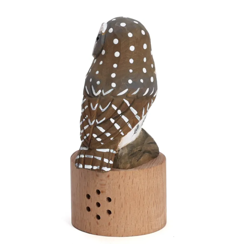 Oiseau détecteur de mouvement en bois Chouette
