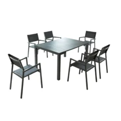 Olhao console extensible et 6 chaises en aluminium