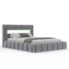 Omaha lit coffre led style nuage 180x200cm en velours gris avec tête de lit et s