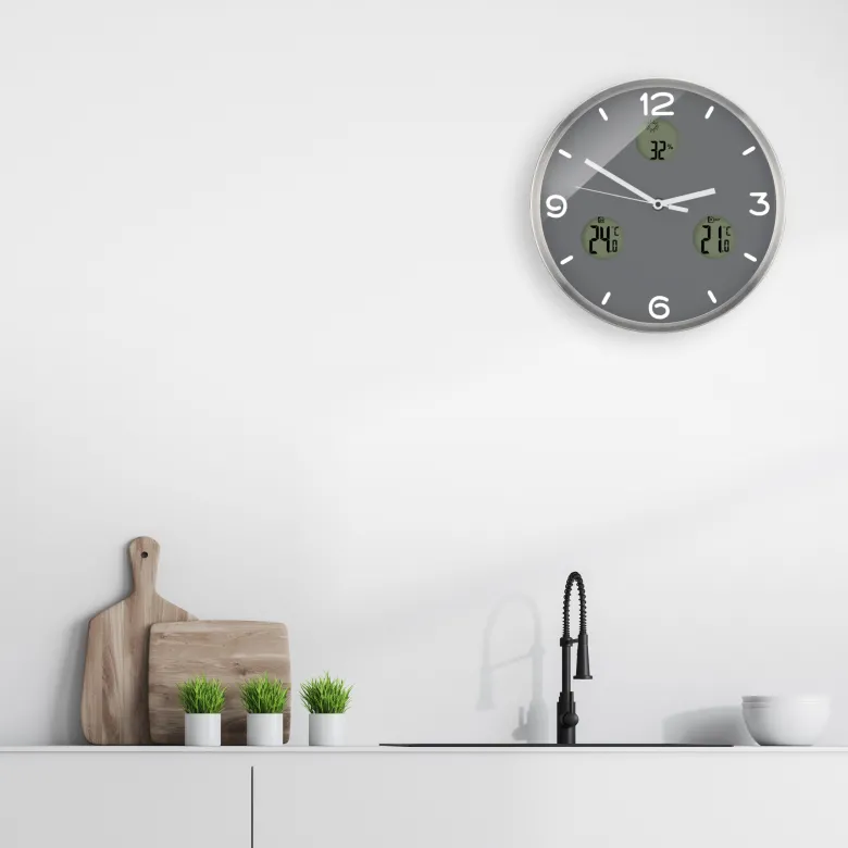 Optus mytime io nx horloge murale radio pilotée avec mesure de temperature et hu