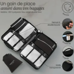 Organisateur de voyage, 7 pièces - noir