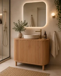 Orma - petit meuble salle de bain en bois de teck 1 porte