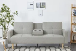 Oslo canapé convertible 3 places en tissu gris