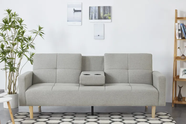 Oslo canapé convertible 3 places en tissu gris