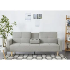 Oslo canapé convertible 3 places en tissu gris