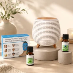 Pack fraîcheur anti-chaleur : diffuseur lina, masque gel & huiles essentielles