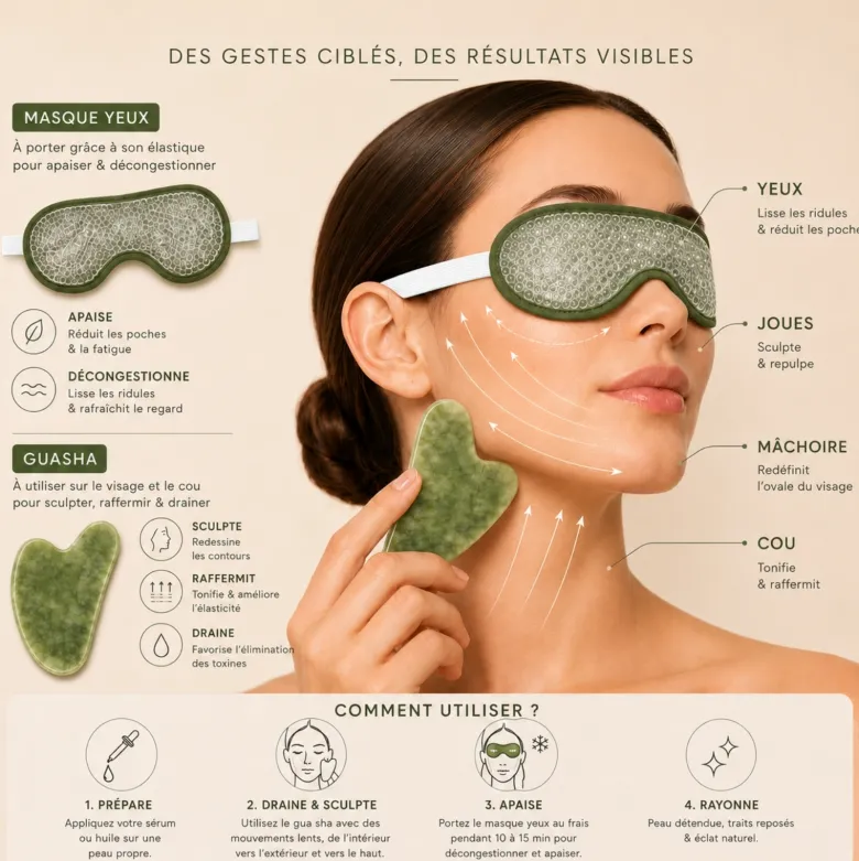 Pack fraîcheur : diffuseur leo, gua sha jade, masque yeux & huiles