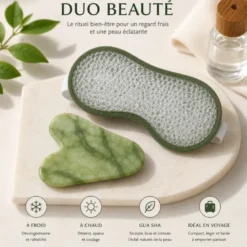 Pack fraîcheur visage & corps : masque gel, caudale & gua sha jade