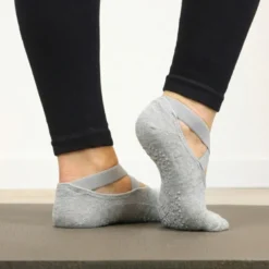 8 paires chaussettes antidérapantes yoga gris