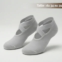 8 paires chaussettes antidérapantes yoga gris